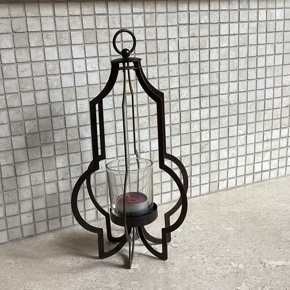 PARTYLITE HANGING METAL TEA LIGHT HOLDER ANTIQUE BRONZE 10” TALL - Picture 2 of 4